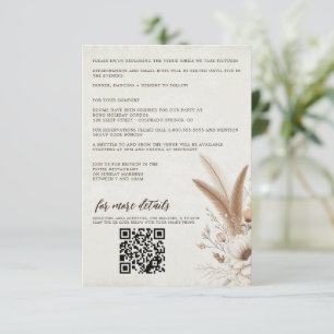 Neutralt Boho-Blommigt med QR-kod och -information Tilläggskort