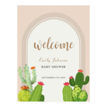 Neutralt Boho Cactus Arch Baby Shower Välkommen