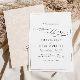 Neutralt Boho Elegant Calligraphy-skript Bröllop Inbjudningar