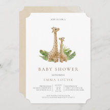 Neutralt Boho Giraffe Baby Shower-inbjudan