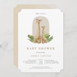 Neutralt Boho Giraffe Baby Shower-inbjudan Inbjudningar