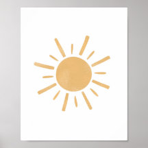 Neutralt Boho Gult Sol Sunshine Nursery Art
