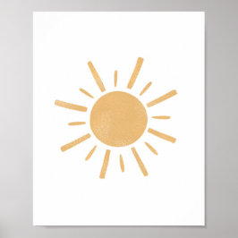 Neutralt Boho Gult Sol Sunshine Nursery Art Poster