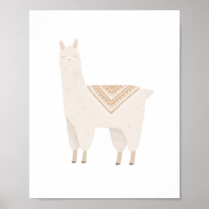 Neutralt Boho Llama Girls Room Nursery Decor Poster