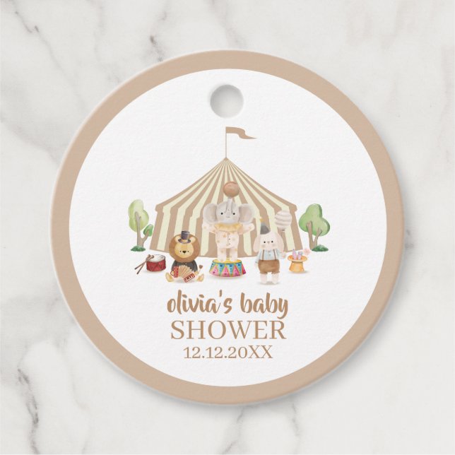 Neutralt Boho Magic Safari Circus Baby Shower Gåvor Etiketter (Framsida)