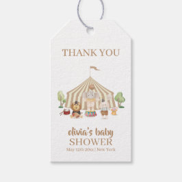 Neutralt Boho Magic Safari Circus Baby Shower Presentetikett