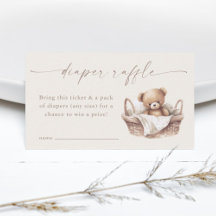 Neutralt Boho Nalle Baby Shower Raffle