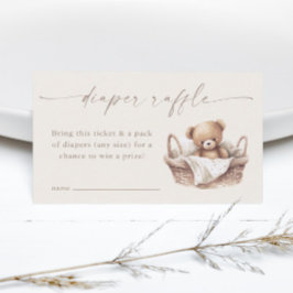 Neutralt Boho Nalle Baby Shower Raffle Tilläggskort