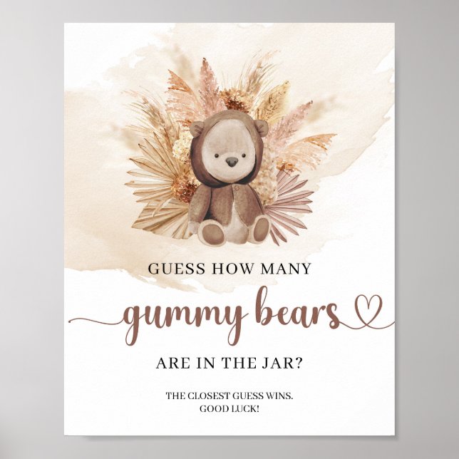 Neutralt boho nalle Gissa hur många Gummibjörn Poster (Framsidan)