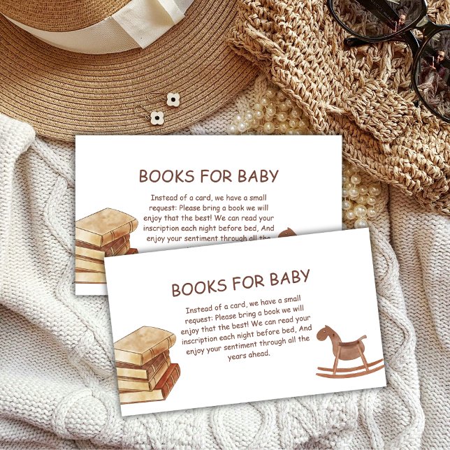 Neutralt Boho New Chapter Bokar for Baby Shower Tilläggskort (Neutral Boho New Chapter Books For Baby Shower Enclosure Card)