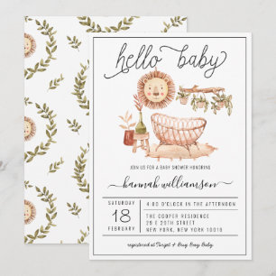 Neutralt Boho Nursery Inbjudan till babyvisnings