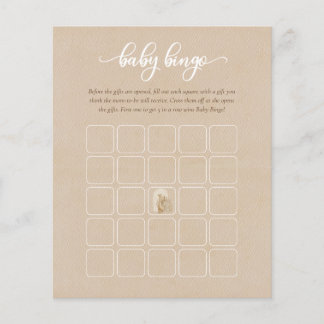 Neutralt Boho Pampas Grass Giraffe Baby Bingo Game Flygblad