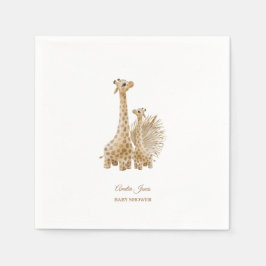Neutralt Boho Pampas Grass Giraffe Baby Shower Pappersservett