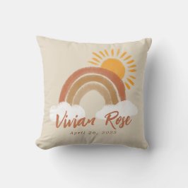 Neutralt Boho Rainbow Baby Birthday Nursery Decor Kudde