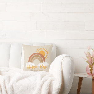 Neutralt Boho Rainbow Baby Birthday Nursery Decor Kudde