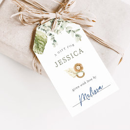 Neutralt Boho Safari Baby Shower Visning Shower Presentetikett