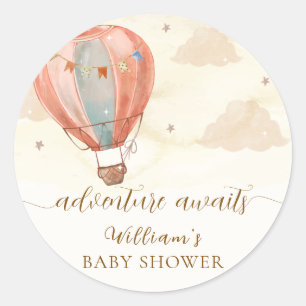 Neutralt Boho Vintage Luftballong Baby Shower Runt Klistermärke