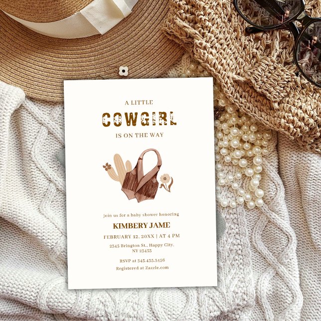 Neutralt Boho Western Cactus Cowgirl Baby Shower Inbjudningar (Neutral Boho Western Cactus Cowgirl Baby Shower Invitation)