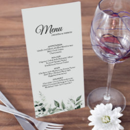 Neutralt Botanical Bröllop Menu Meny