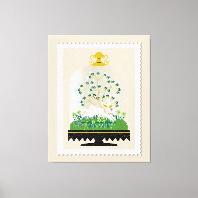 Neutralt Botaniska Bunny Cloche Fransk Farmhouse Canvastryck (Framsida)