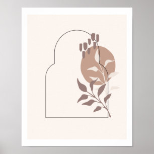 Neutralt Botaniskt Löv enkelt radbyte Poster