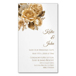 Neutralt Bouquet-White-Spara, vårt datum- Magnetiska Visitkort