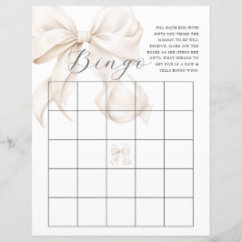 Neutralt Bow Baby Shower Bingo Game
