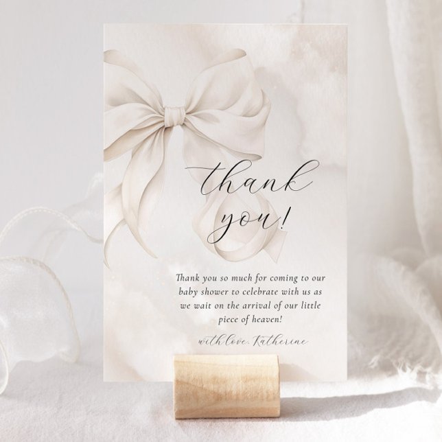 Neutralt Bow Cloud Nine Baby Shower Tack Kort (Skapare uppladdad)