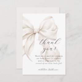 Neutralt Bow White Baby Shower Tack Kort