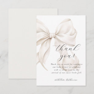 Neutralt Bow White Baby Shower Tack Kort