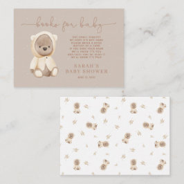 Neutralt Brown Nalle Baby Shower Bok Request Tilläggskort