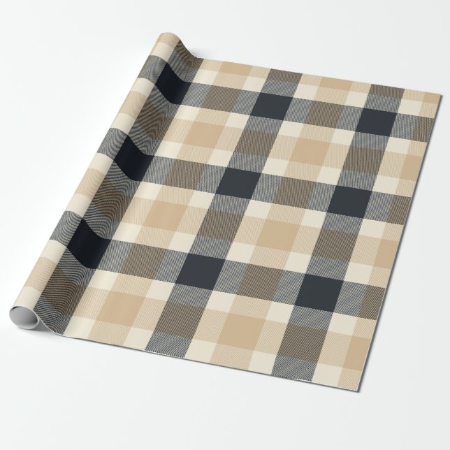 Neutralt Brown Tartan Play Mönster Wrapping Papper Presentpapper (Utrullad)
