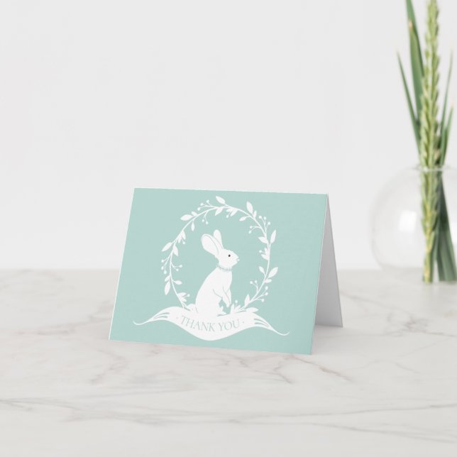 Neutralt Bunny Baby Shower Tackkort (Framsida)