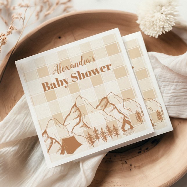 Neutralt Camping Baby Shower Pappersservett (Skapare uppladdad)