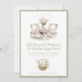 Neutralt Church Potluck and Påskägg Hunt Inbjudningar