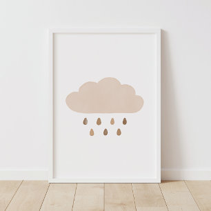 Neutralt Cloud Boho Boy Nursery Decor Poster