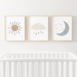 Neutralt Cloud Måne Sol Boy Nursery Decor