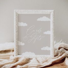 Neutralt Cloud Nine Baby Shower-kort och gåvor Poster