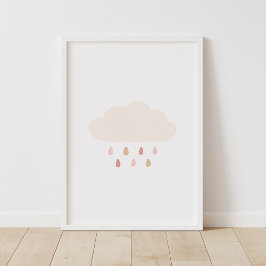 Neutralt Cloud Rosa Girl Girl Girl Nursery Decor Poster