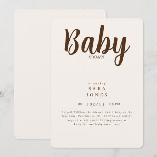 Neutralt Cream & Brown Baby Shower Inbjudningar