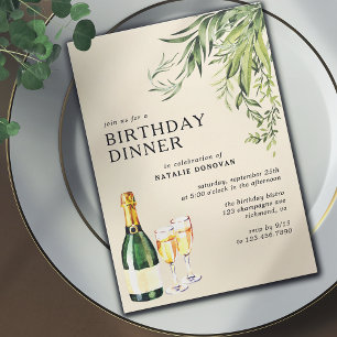 Neutralt Cream Chic Champagne Vuxen Födelsedag Inbjudningar