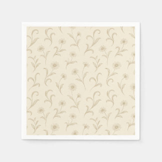 Neutralt Cream Daety Flower Botanical Print Pappersservett