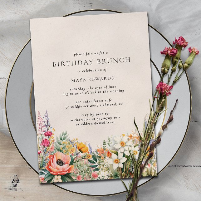 Neutralt Cream Rustic Blommigt | Boho Birthday Bru Inbjudningar (Skapare uppladdad)
