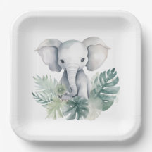 Neutralt Cute Elephant First Birthday