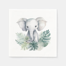 Neutralt Cute Elephant First Birthday