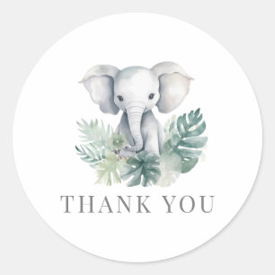 Neutralt Cute Elephant First Birthday Tack Runt Klistermärke