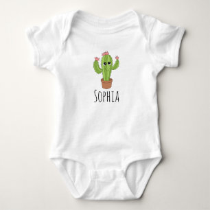 Neutralt Cute Kawaii Cactus Plant och Namn T Shirt