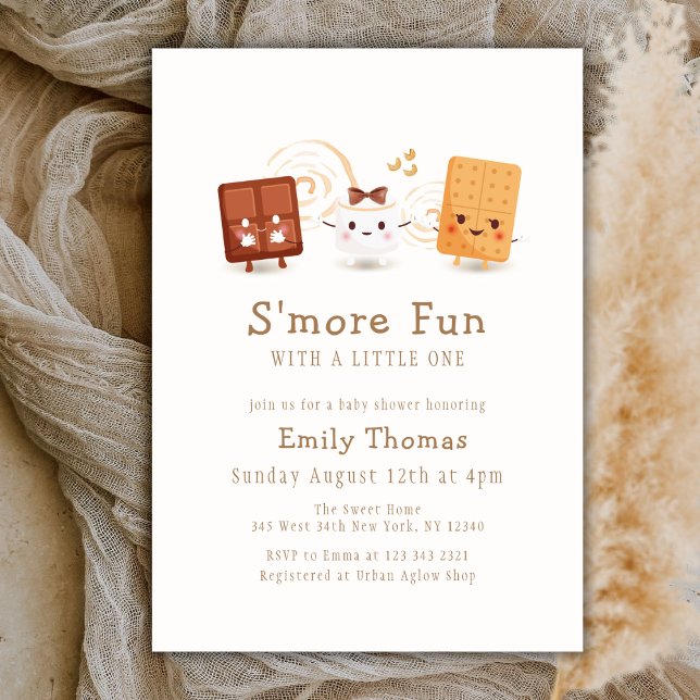 Neutralt Cute Whimsical S more Roligt Baby Shower Inbjudningar (Neutral Cute Whimsical S'more Fun Baby Shower Invitation)