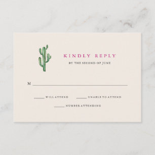 Neutralt Desert Cactus Bröllop Response OSA Kort