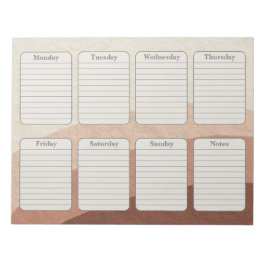 Neutralt Earth Tone Boho Weekly Planner Anteckningsblock